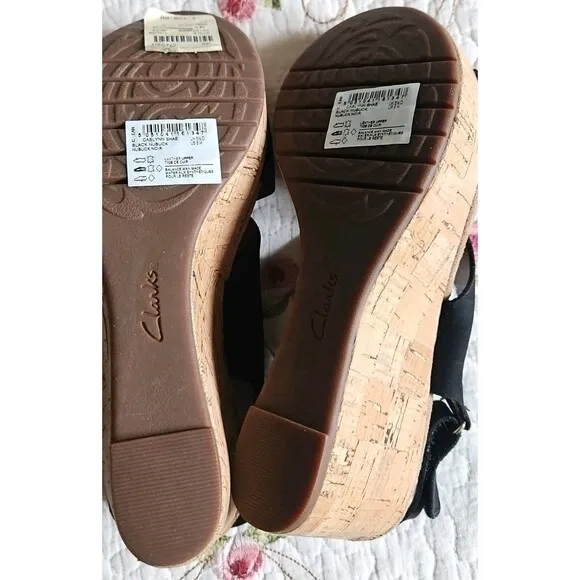 Clarks Artisan Caslynn Shae Leather Wedge Cork Slingback Sandals Sz 8 New $120