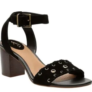 Clarks Artisan Women Ralene SHeen Ankle Suede Leather Heel Sandals shoes 9.5