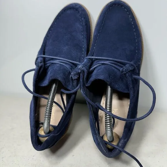 Clarks Balmer Willow Blue Platform Heel Suede Women  8,5 School Office Shoes
