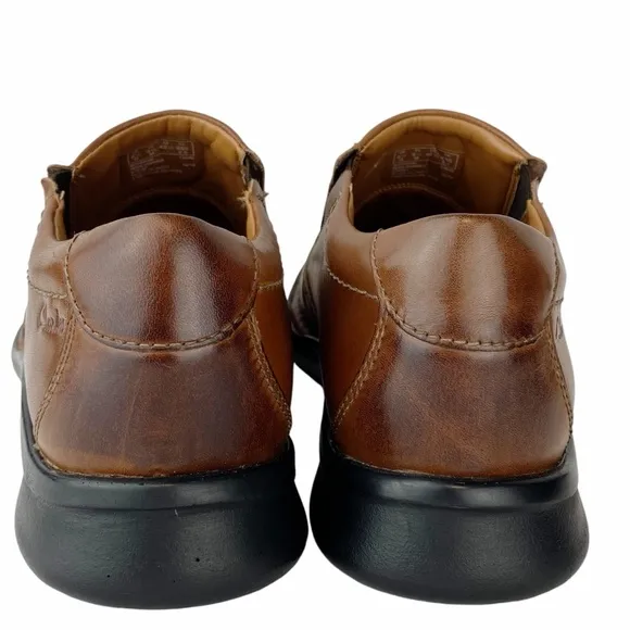 Clarks Leather Loafers NEW Kempton Free Brown Slip On Dress Shoes Men’s Size 9.5