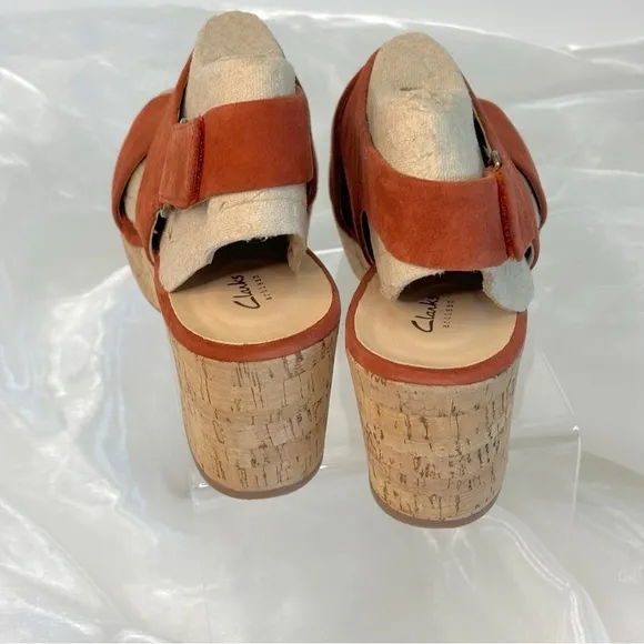 Clarks Maritsa Lara Womens Wedge Sandals Rust Suede