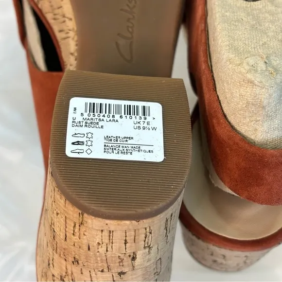 Clarks Maritsa Lara Womens Wedge Sandals Rust Suede