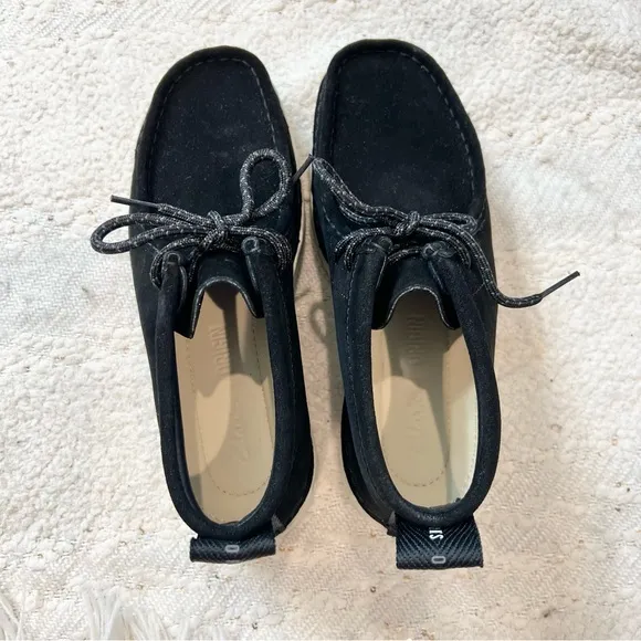 CLARKS Origin Wallabee Shoes Women’s Black Suede Loafers Chukka Chelsea 6.5 NEW!