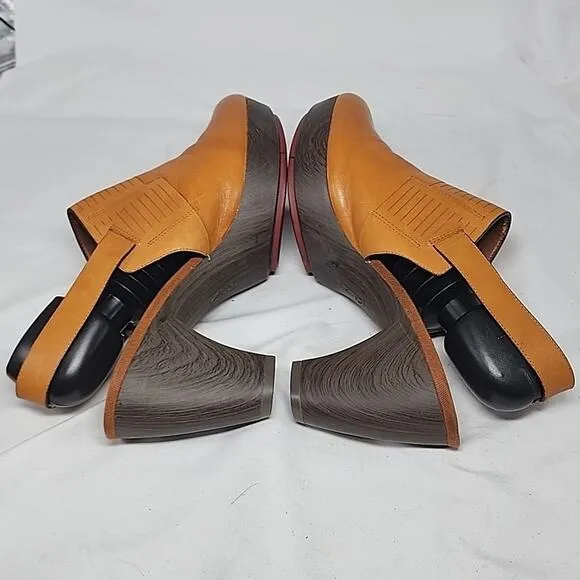 CLARKS STYLE EMMY PLATFORM SLINGBACK SLANTED CURVED HEEL CLOGS LADIES 7.5 GUC