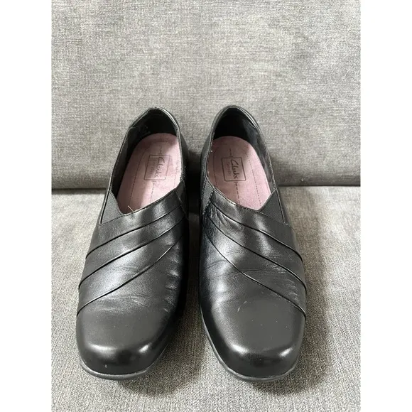 Clarks Sugar Spice Pumps Womens Size 10M Black Leather Shooties 2&quot; High Heels
