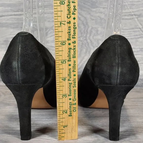 Clarks Women's Delsie Joy Pumps Size 10 Black Suede Pleated Platform Heels Shoes