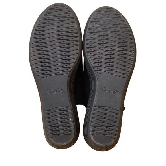 Clarks Women's Reedly Shaina Black Nubuck Wedge Sandal Size 11m -new
