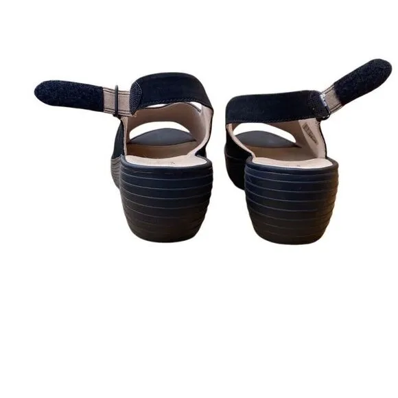 Clarks Women's Reedly Shaina Black Nubuck Wedge Sandal Size 11m -new
