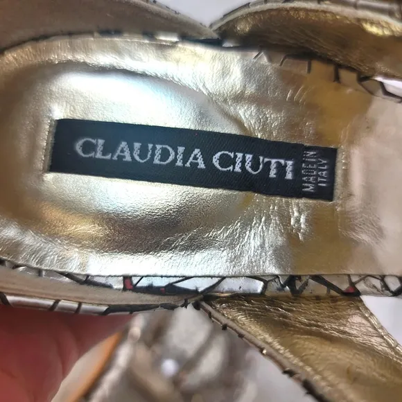 CLAUDIA CIUTI ITALIAN MIRROR MOSAIC PLATFORM HEELS WOMEN'S SIZE 7.5