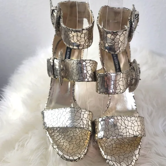 CLAUDIA CIUTI ITALIAN MIRROR MOSAIC PLATFORM HEELS WOMEN'S SIZE 7.5