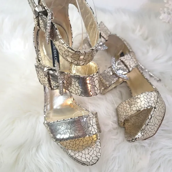 CLAUDIA CIUTI ITALIAN MIRROR MOSAIC PLATFORM HEELS WOMEN'S SIZE 7.5