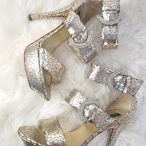 CLAUDIA CIUTI ITALIAN MIRROR MOSAIC PLATFORM HEELS WOMEN'S SIZE 7.5