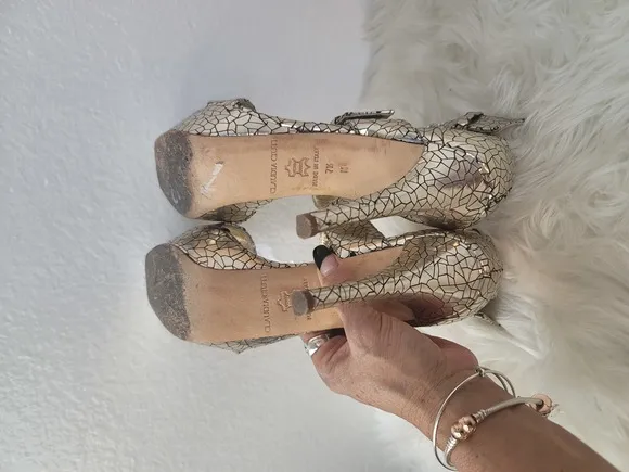 CLAUDIA CIUTI ITALIAN MIRROR MOSAIC PLATFORM HEELS WOMEN'S SIZE 7.5