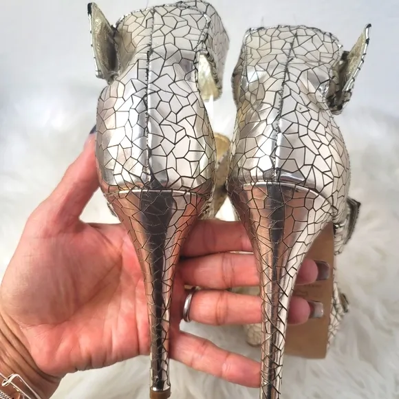 CLAUDIA CIUTI ITALIAN MIRROR MOSAIC PLATFORM HEELS WOMEN'S SIZE 7.5