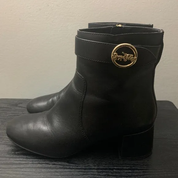 Coach Ankle Block Heel  Boots