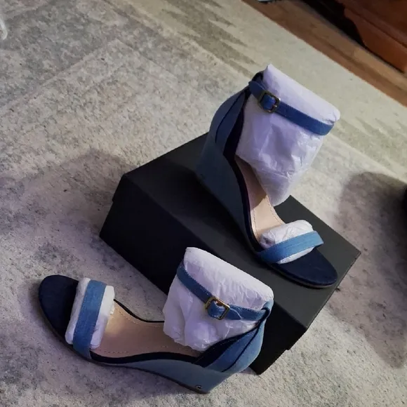 Coach Blue Wedge Sandals