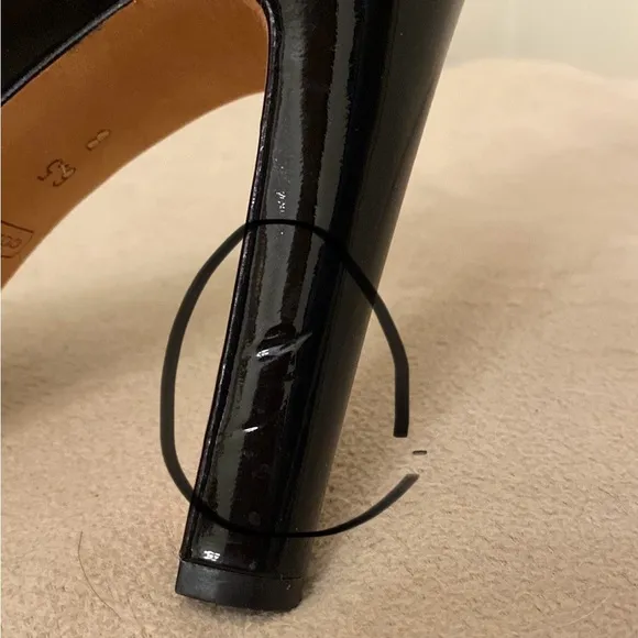 Coach Breana Black Patent Leather Peep Toe Platform High Heels Shoes Size 6.5M