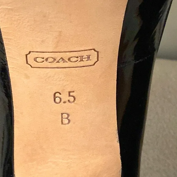 Coach Breana Black Patent Leather Peep Toe Platform High Heels Shoes Size 6.5M