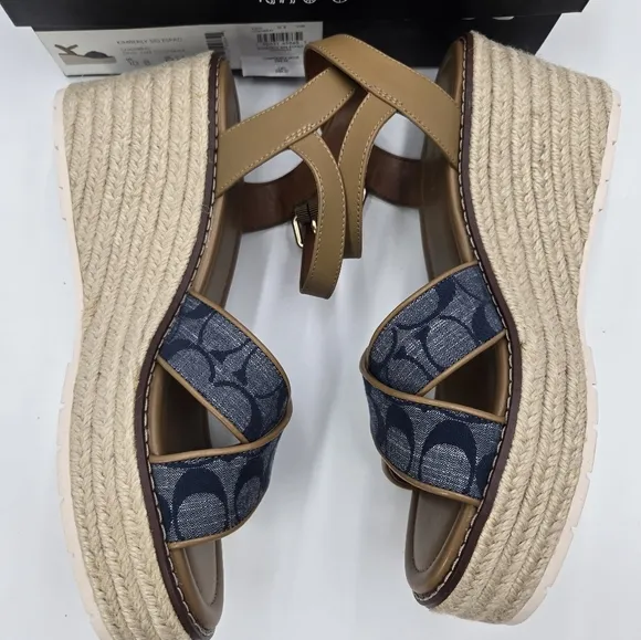 Coach Chambray  Wedge Sandals C9127