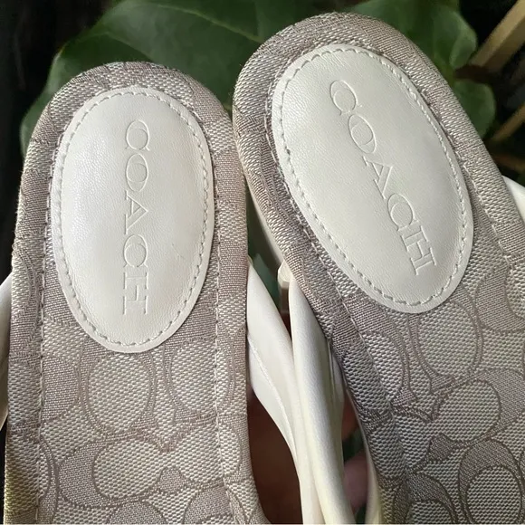 COACH ‘Franki’ Signature Jacquard Platform Wedge Resort Thong Sandals Chalk US11