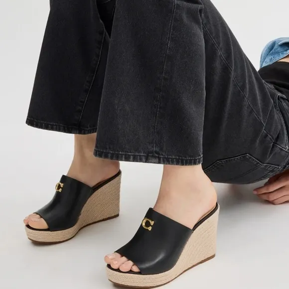 COACH Gloria C Slide Espadrille Wedge Sandals