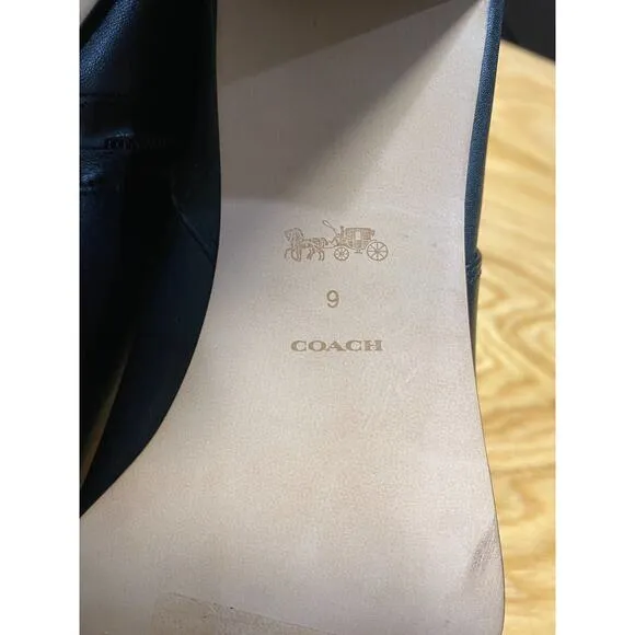 Coach Heeled Ankle Boots Women's 6 Black Leather Block Heel Pointed Toe S25