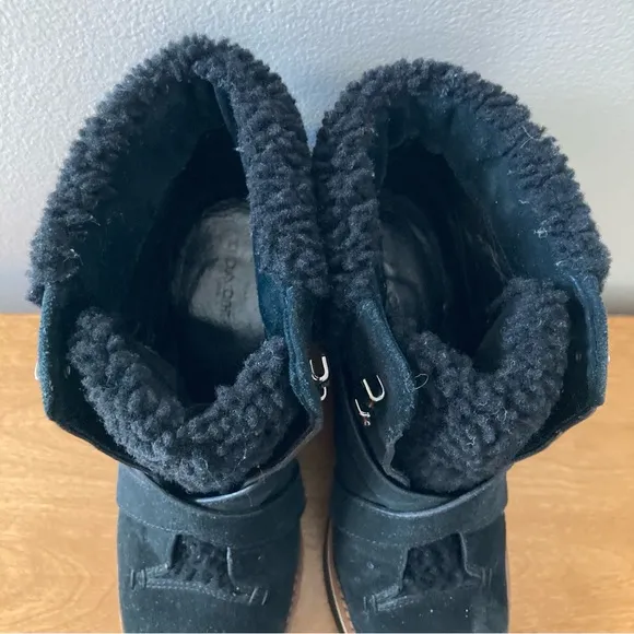 Coach Kenna Black Wedge Booties with Shearling Details