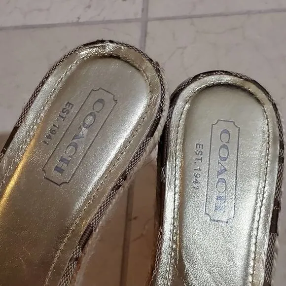 COACH logo wedge Espadrille type rope sandals size 8