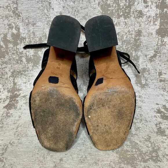 Coach Minetta Suede Tie Back Block Heeled Sandals in Black