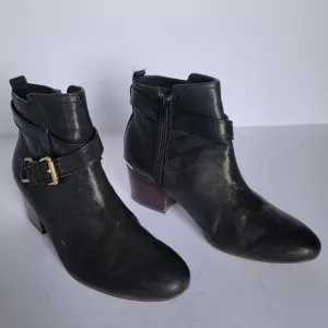 Coach Pauline Black Leather Block Heel Ankle Booties. Size 7B