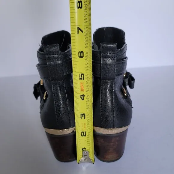 Coach Pauline Black Leather Block Heel Ankle Booties. Size 7B