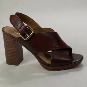 Coach Sandals Womens Size 8.5B 8.5 B Brown Block Heel Bristol Buckle Leather