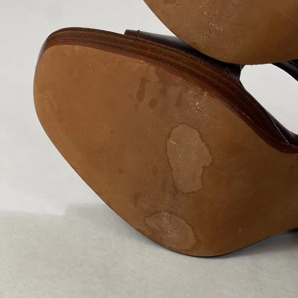Coach Sandals Womens Size 8.5B 8.5 B Brown Block Heel Bristol Buckle Leather
