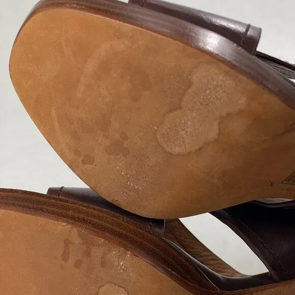 Coach Sandals Womens Size 8.5B 8.5 B Brown Block Heel Bristol Buckle Leather