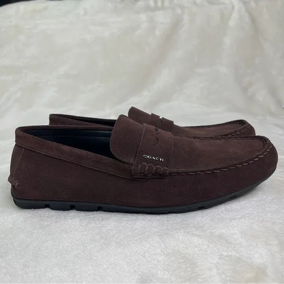 Coach Shoes Men’s MOTT DRIVER Brown Suede Slip On Stylish Loafers Size 10.5D