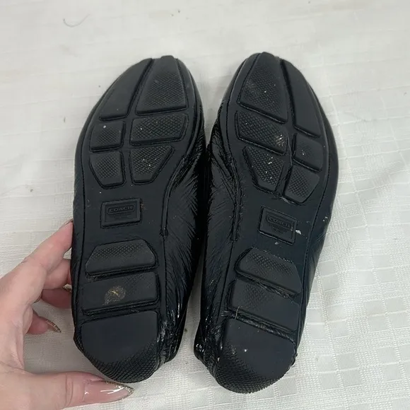 COACH Suellen Black Patent Leather Loafers Shoes Women's Size 8
