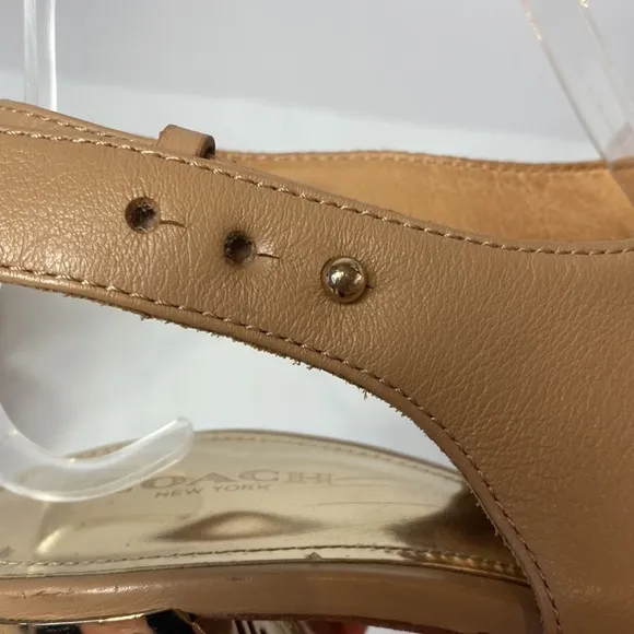 Coach tan leather Lillie block heel sandals size 9