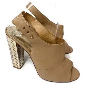Coach tan leather Lillie block heel sandals size 9