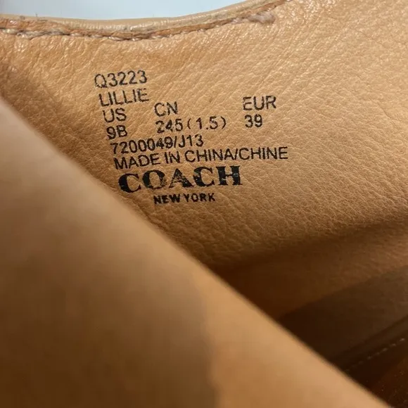Coach tan leather Lillie block heel sandals size 9