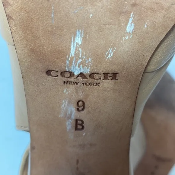 Coach tan leather Lillie block heel sandals size 9