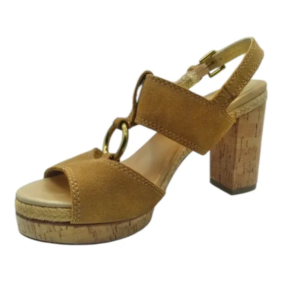 Coach ValeAnn Tan Suede Platform Chunky Heels  Size 8.5
