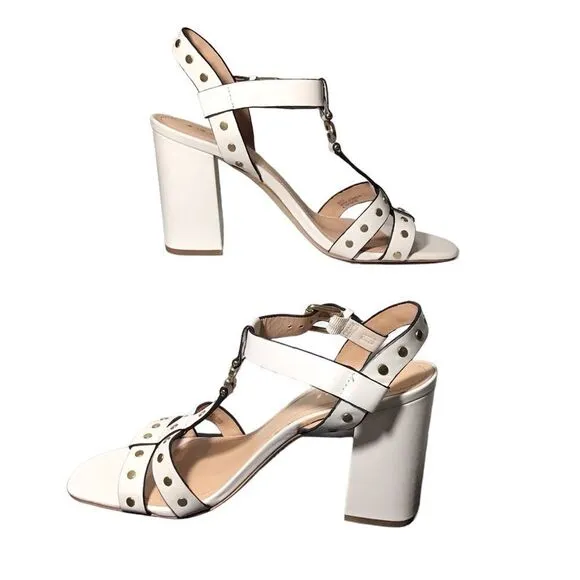Coach White Margaret Block Heel Sandals Size 10