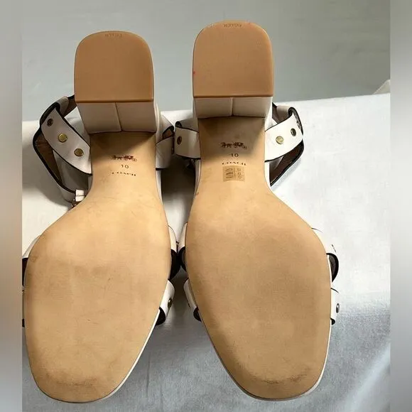 Coach White Margaret Block Heel Sandals Size 10