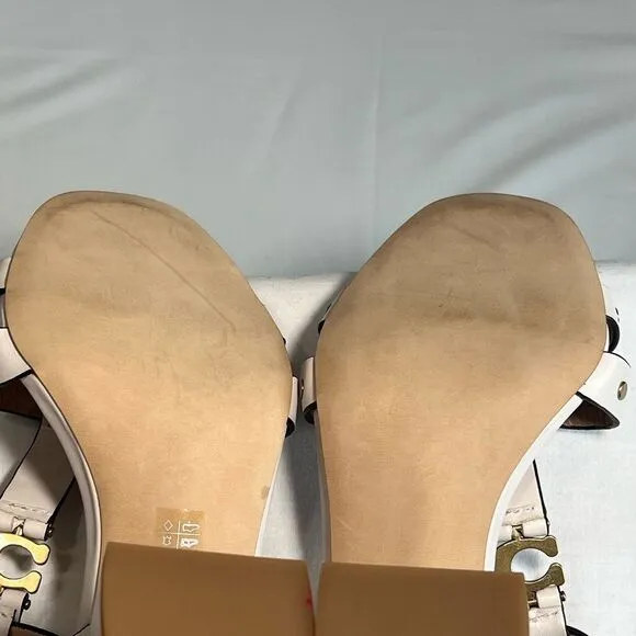 Coach White Margaret Block Heel Sandals Size 10