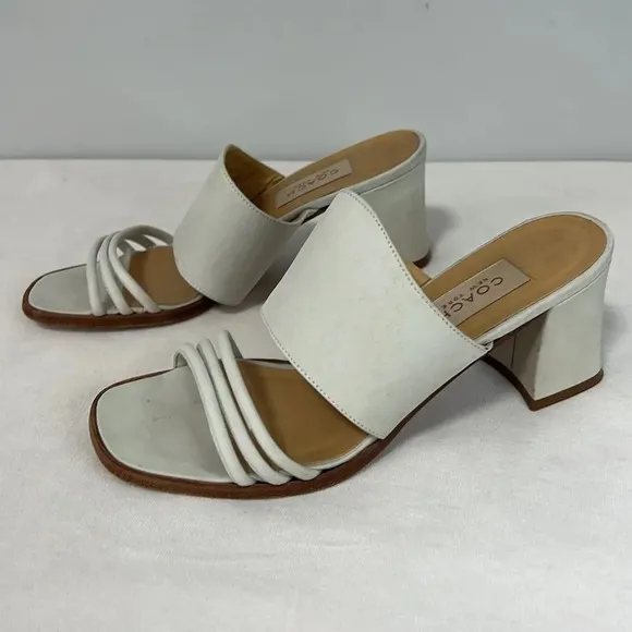 Coach Suede Off White Block Heel Strap Sandals size 7.5
