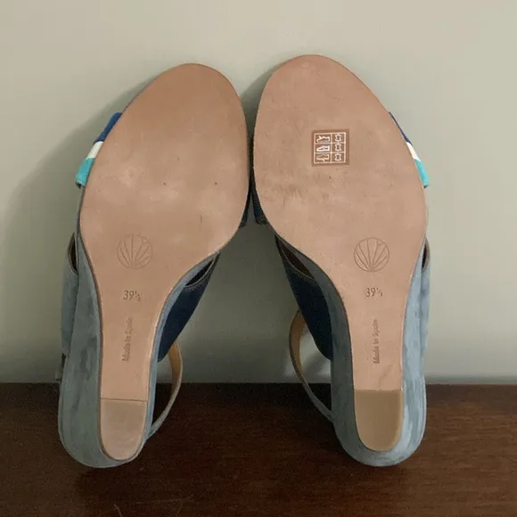 Coclico Women's Jordy Wedge Sandals 39.5 Gray Navy Suede