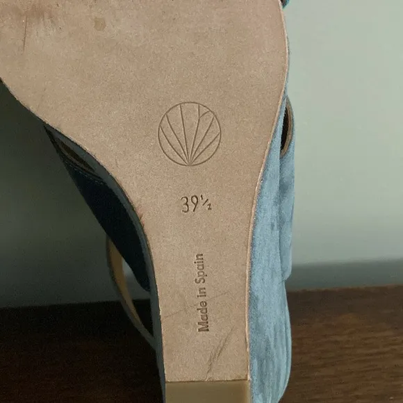 Coclico Women's Jordy Wedge Sandals 39.5 Gray Navy Suede