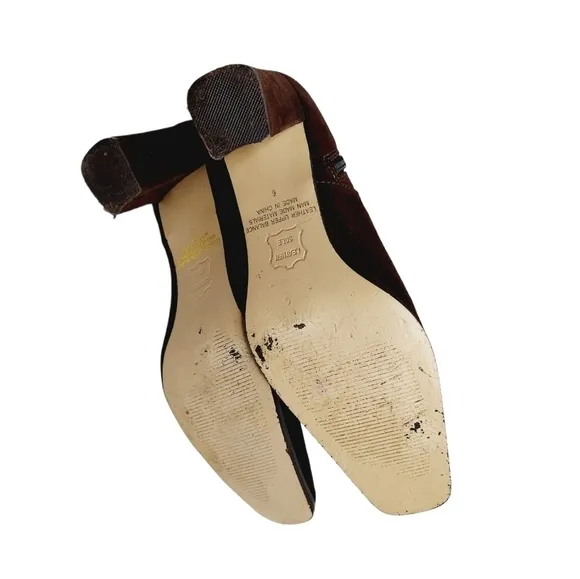 Coldwater Creek Brown Suede Leather boots size 6 Booties Square Toe Block Heel