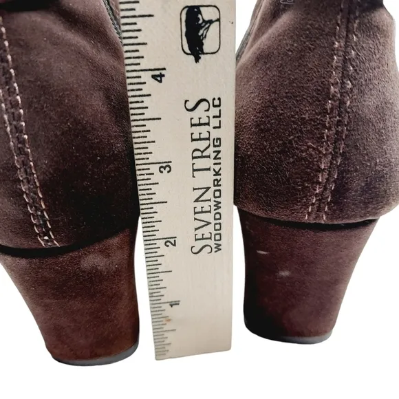 Coldwater Creek Brown Suede Leather boots size 6 Booties Square Toe Block Heel