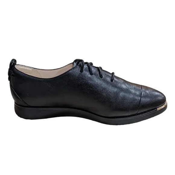 Cole Haan Grand Ambition Black Leather Lace Up Oxford Wing Tip Shoes Sz 6 1/2 B
